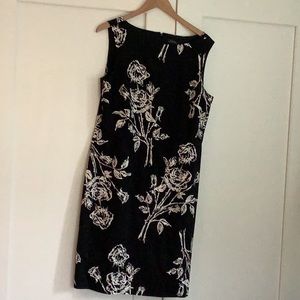 Tahari black cotton sheath dress